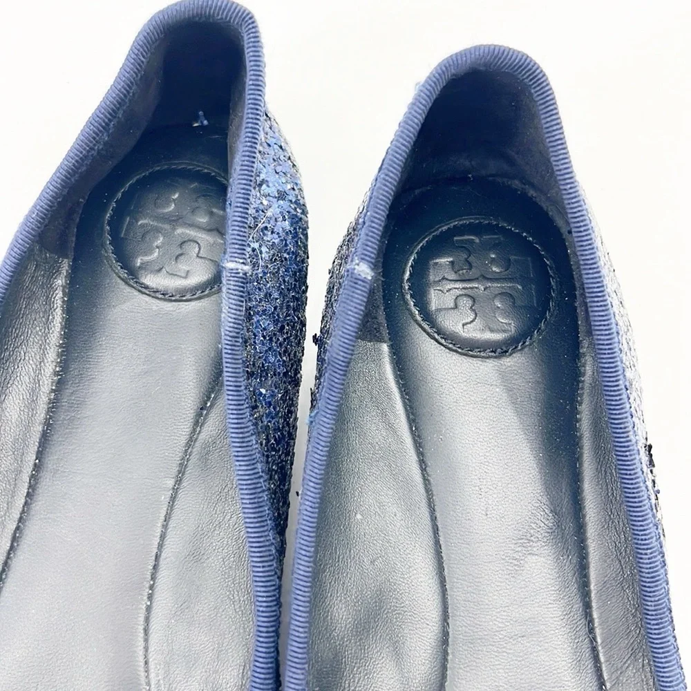 Tory Burch Chelsea Glitter Ballet Flats Navy Blue Size 8.5